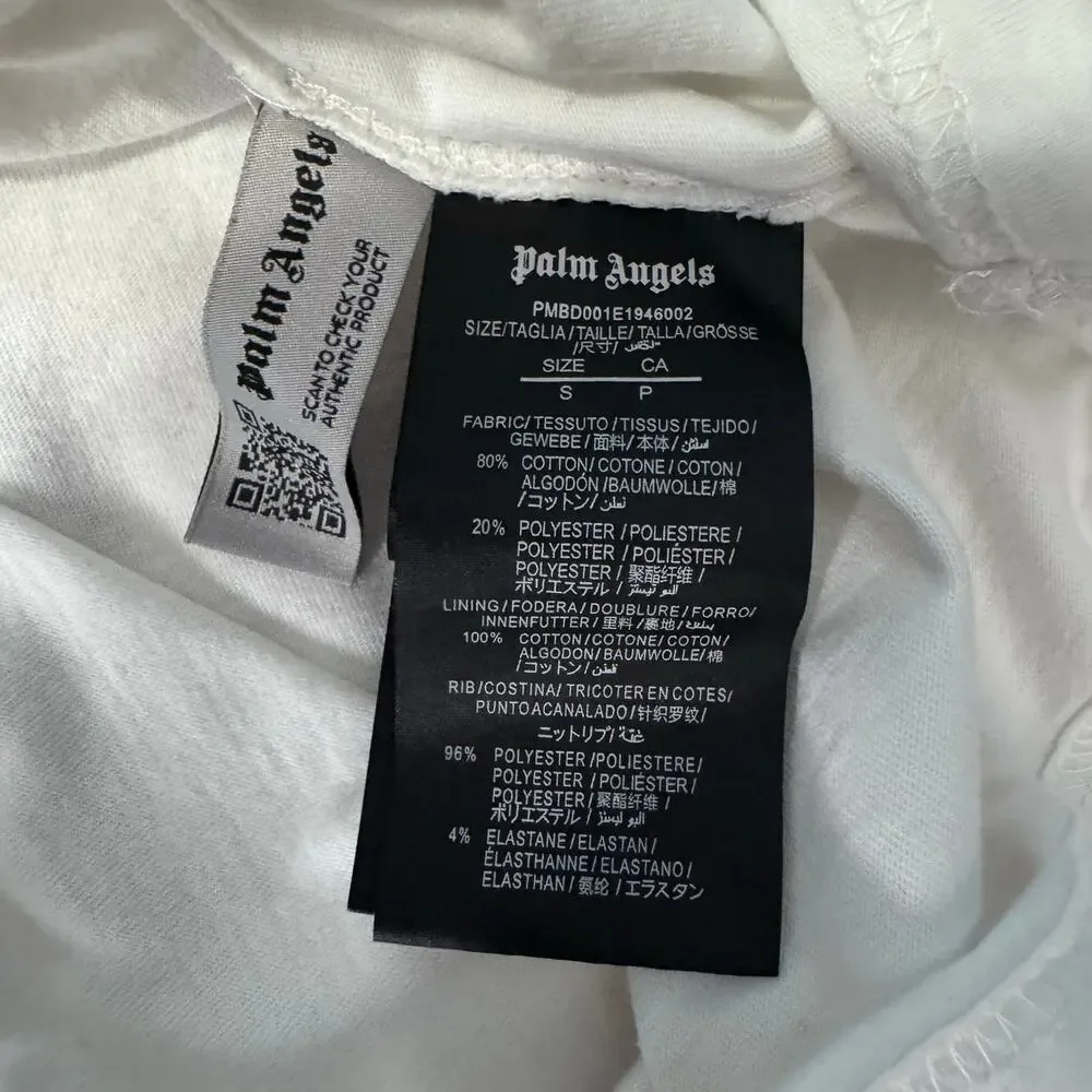 Palm Angels Pink Heart Palm Beach Logo Sprayed Tee White Graphic T Shirt Small